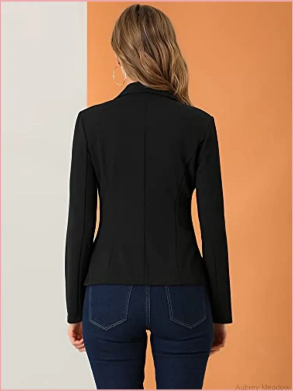 Women's Stretchy Blazer Notch Lapel Long Sleeve Suit Jacket Work Office